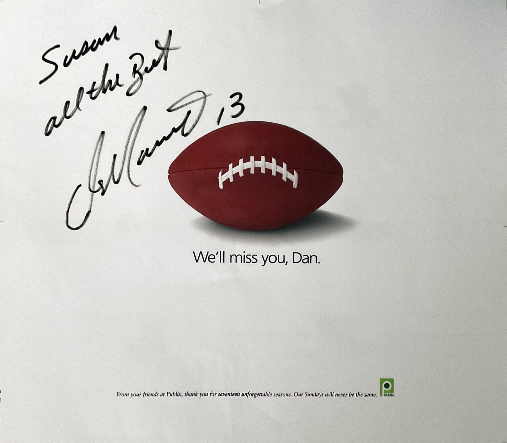 [Dan personally signed] Marino Retirement Miami Herald [National Gold Addy]
